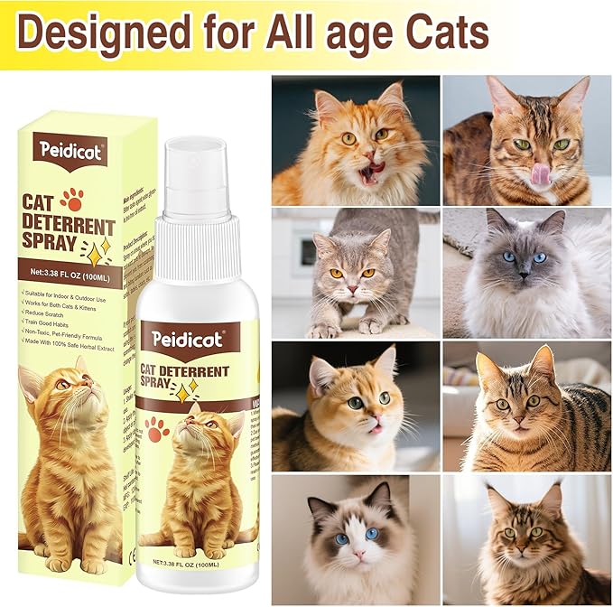 Cat Deterrent Spray, Effective Pet Spray for Anti Cats Scratch Furniture, Curtain, Sofa and Plant, Cat Scratch Deterrent Aid for Pet Behavior Training(100ML)