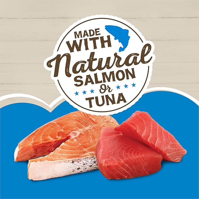 Friskies Purina Ocean Favorites Wet Cat Food Pate and Meaty Bits Variety Pack with Salmon and Tuna - 5.5 oz. Cans,(Pack of 48)