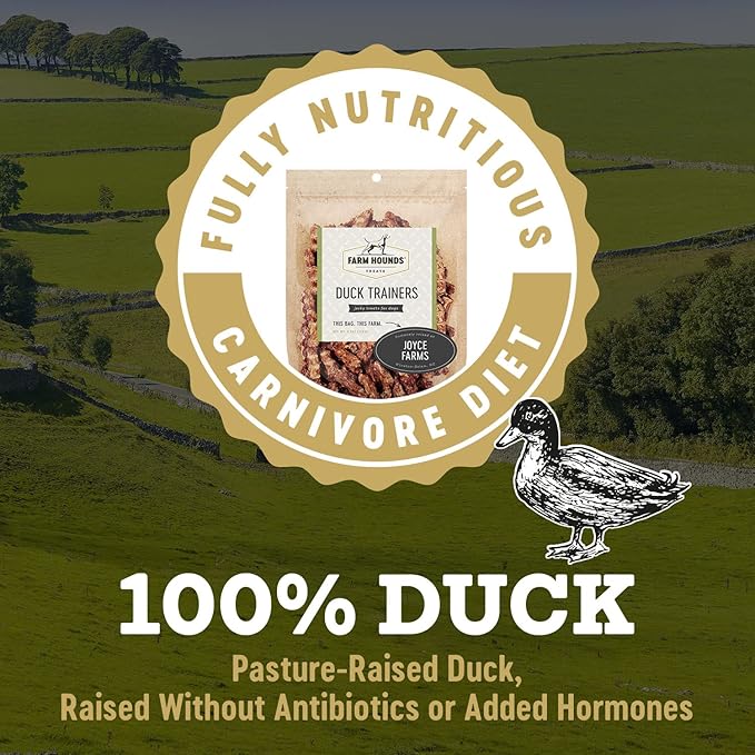 Farm Hounds - Duck Trainers - Premium Natural Jerky for Dogs - 100% Humanely Raised - Easy-Break - Great for Training & Treats - No Added Fillers - Made in USA - 4.5 oz - 1 Pack