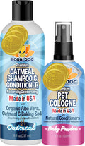 Bodhi Dog Baby Powder Scented Cat & Dog Cologne 4oz + Oatmeal Dog Shampoo & Conditioner for Pet Grooming 8oz | Moisturizing Shampoo for Sensitive Skin | Grooming Bundle
