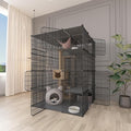 Large 4-Tier Cat Cage Indoor, DIY Cat Enclosures Detachable Metal Wire, Indoor Cat Crate Exercise Place Ideal for Kitty, Small Animals (Black, 41.3" L x 41.3" W x 55" H, 1)