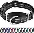 Hikiko Martingale Collar for Dogs Reflective Nylon Dog Collar with Quick Release Buckle Adjustable Training No Slip Dog Collar (Small, Black)