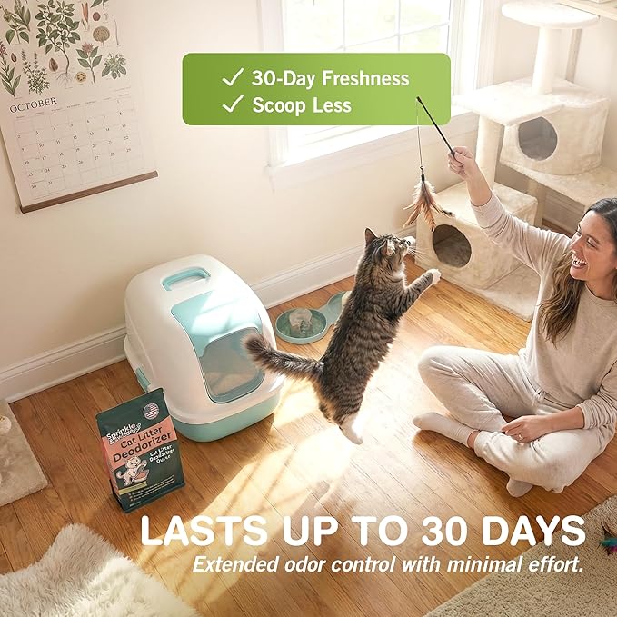 Litter Box Deodorizer | Cat Litter Deodorizer | Smell Control for Cats | Non-Toxic & Safe for Kittens | Home Odor Neutralizer | Kitty Litter Freshener | Sprinkle & Sweep | Made in USA