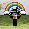 Pet Grave Markers Dog,Metal Pet Headstone for Lost Dog Sympathy Gift,Waterproof Dog Grave Markers for Garden or Indoor,Dog Tombstone Garden Memorial Graves (Rainbow Bridge Dog(Colorful))
