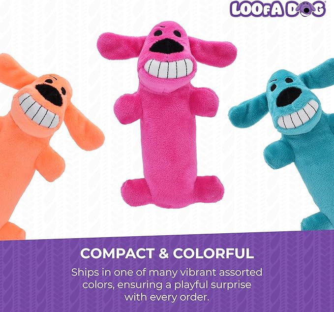 Multipet Original Loofa Dog Plush Toy - Squeaky Toy for All Dogs - Extra Soft Plush - Stuffed Animal Dog Toys for Playing (1 Count, 6”, Random Color Surprise)