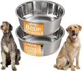 Neater Pet Brands Stainless Steel Dog Bowls with Non-Slip Rubber Bottom – Set of 2, 8 Cup (64 oz), Tan - Heavy Duty Metal Dog Bowl, Dishwasher Safe, Food or Water Bowl, Ideal for Large Dogs