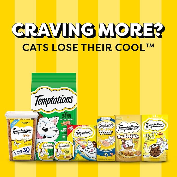 Temptations Cat Treats, Classic Crunchy and Soft Cat Treats, Catnip Fever Flavor, Catnip Treats, 16 oz. Tub