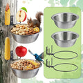 2 Pack Squirrel Feeders Tree/Fence Mounted, 8.5" Removable Colander Bowls (1.4L Each), 2 Corn Cob Spikes for Various Food, Perfect Metal Squirrel Feeders for Outside, Easy to Clean/Refill