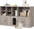 IRONCK Cat Litter Box Enclosure for 2 Cats, Litter Box Furniture Hidden with Double Room and Large Storage Space, Wooden Washroom Furniture, Cat House, Greige