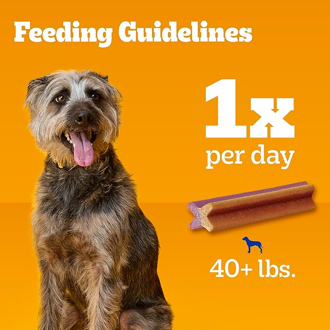 Pedigree Dentastix Dog Dental Treats, Dual Flavor Large Breed Dog Treats, Bacon & Chicken Flavor, 1.47 lb. Bag (32 Treats Total)