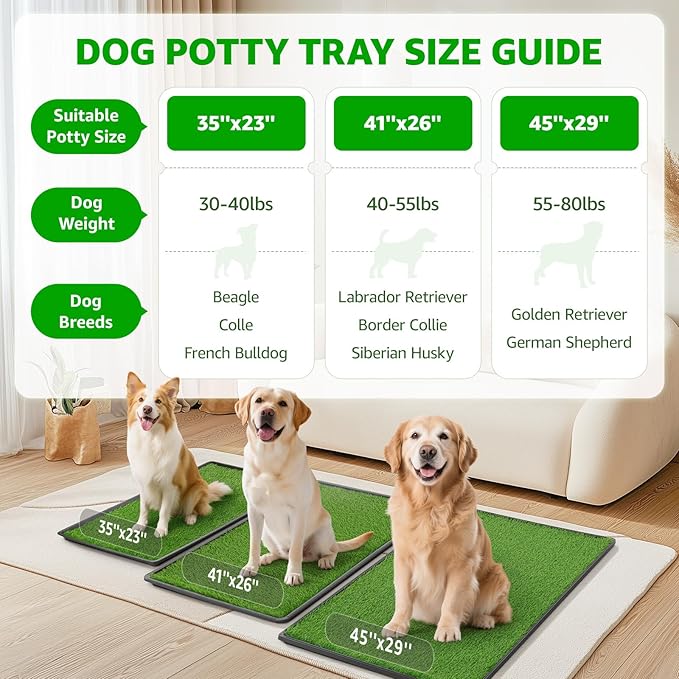 Dog Grass Pad with Tray Large 41''x26'', Portable Dog Litter Box with Artificial Grass Turf Mat & Washable Pee Pad for Puppy Training, Pet Loo Perfect for Indoor/Outdoor Patio Balcony Use