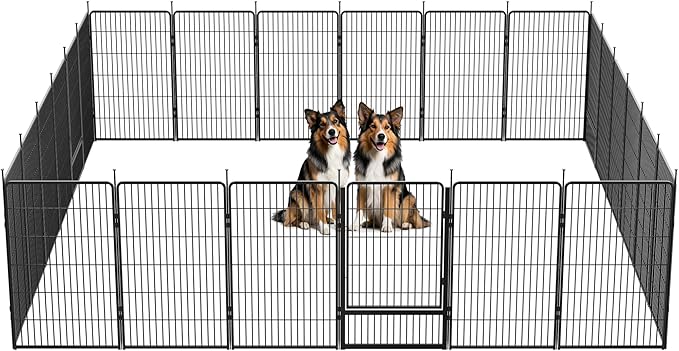 SunsGrove Dog Playpen Outdoor, Heavy Duty 45 Inch 24 Panels Dog Playpen for Large Dogs, Free and Safe Play Dog Fence Indoor, Black