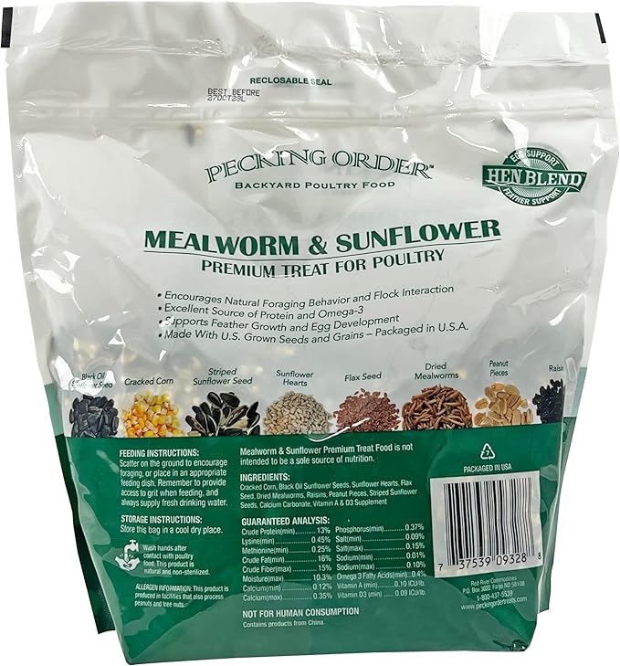 Pecking Order 9328 Mealworm & Sunflower Treat, 3 lb. (Pack of 2)