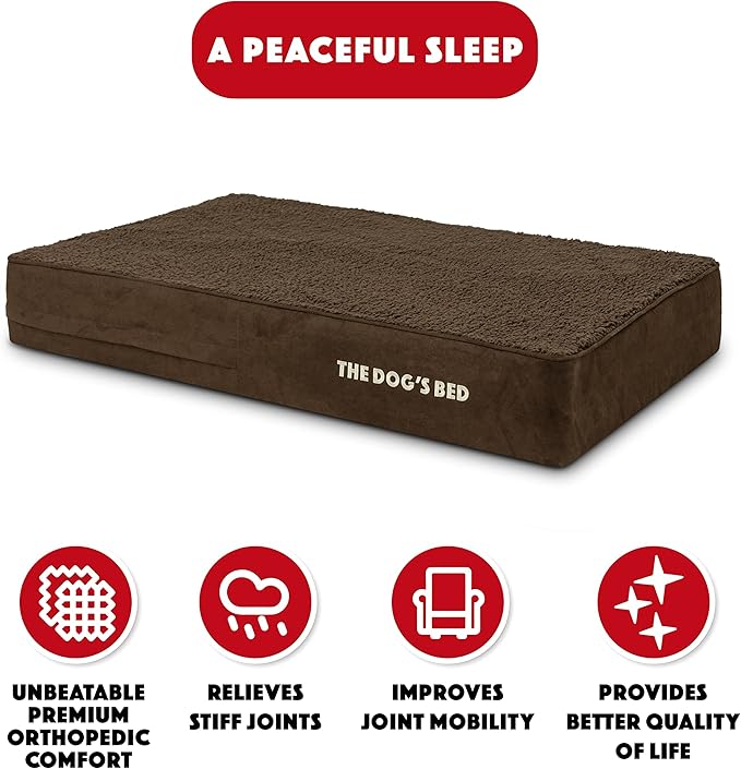 The Dog’s Bed Orthopedic Memory Foam Dog Bed Mattress, Plush Fabric, Brown Plush, Large, 6-Inch