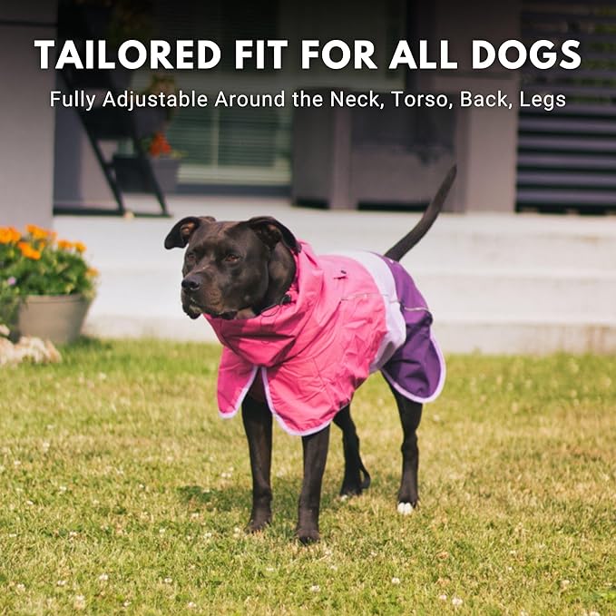 Spark Paws Dog Raincoat, Waterproof Windproof Rain Jacket, for Small Medium Large Extra Large Dogs, Reflective Breathable Full-Body Coverage Dry Suit - Pink Lilac Purple - XL