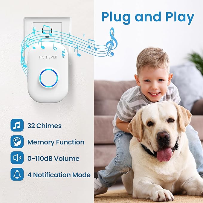Dog DoorBell for Potty Training, Wireless Doggie Door Bell Operating at 1000 Feet with IP65 Waterproof Touch Button, 32 Melodies