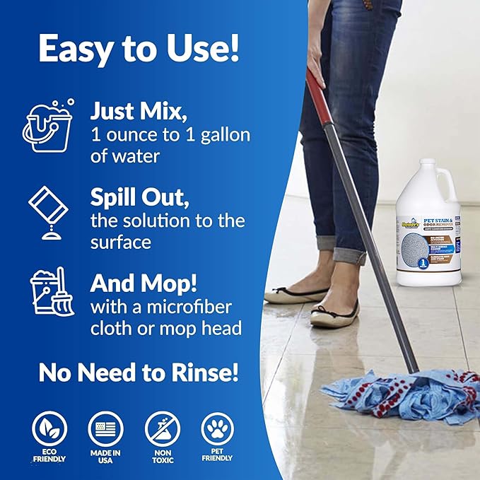 Sheiner's Pet Urine Enzyme Cleaner & Pet Stain & Odor Remover, Advanced Enzymatic Cleaner Solution for Carpets, Rugs, Upholstery & Multi-Surfaces, Safe for Pets & Kids. (128 oz)