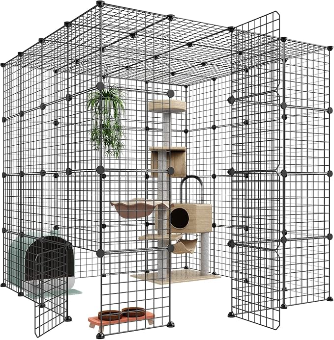Oneluck 5-Tier Extra Large Cat Cages Indoor, 69 Inch Enclosure, Catio DIY Cat Playpen Detachable Metal Wire Kennels Cat Crate Exercise Place Ideal for 1-4 Cats (Without Platform)