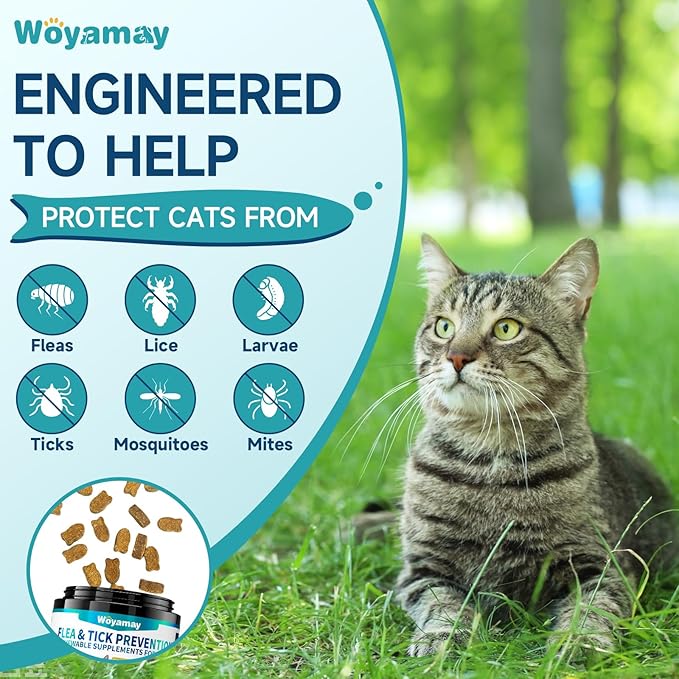 Natural Flea & Tick Prevention Bundle for Cats & Dogs, 200 Chews + Drops 4-in-1 Herbal Drops, Supports Skin, Coat, Digestion & Immunity, Gentle Daily Flea Treatment for Multi-Pet Homes
