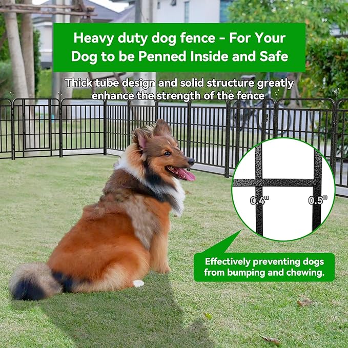 Dog Fence Outdoor 8 Piece Panels 32" Height, Square Steel Pipe with Reinforced Crossbars, Anti-Rust Heavy Duty Dog Playpen with Doors Portable for Yard RV Camping, Total 18FT, 25 Sq.ft, Snowy Black