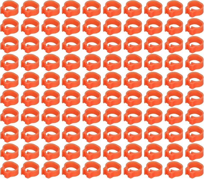 Fydun 100PCS S Leg Rings, 8mm Pigeons Identification Poultry Plastic Bird Foot Clip Pool Vacuum Hoses Bands No Words SuppliesOrange Health Supplies Band for Identify Orange (Orange)