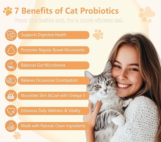 Cat Probiotics for Digestive Health - 500 Chicken Flavor Chews with Prebiotics | Supports Gut Health, Relieves Constipation & Diarrhea, Improves Stool Quality & Nutrient Absorption