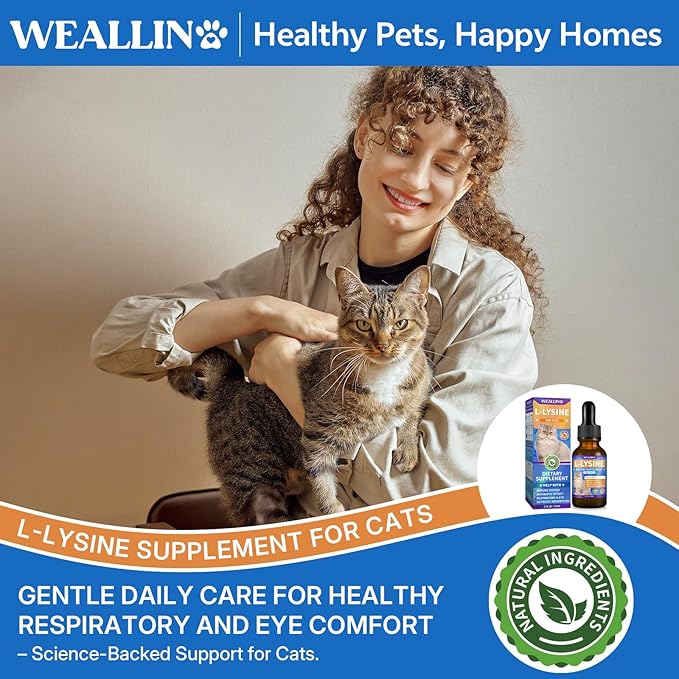 L-lysine Supplement for Cats, Immune Support for Cats, Support for Feline Respiratory, Sneezing, Runny Nose, Eye Function, Helps Strengthen Natural Defenses, Chicken Flavor (2PCS)