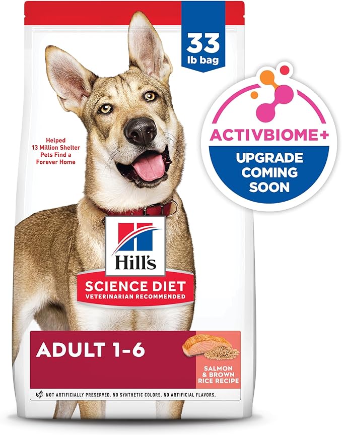 Hill's Science Diet Adult 1-6 Premium Nutrition Dry Dog Food, Salmon & Brown Rice, 33 lb. Bag