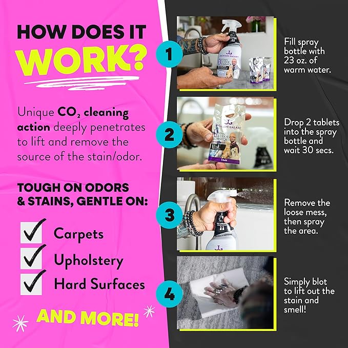 Jackson Galaxy: EX Stain & Odor Eliminator - Pet Urine Remover - 2pk Refill Tablets - 50% More Mojo - Eliminates Pet Stains & Odors Quickly - Works On Multiple Surfaces - Non-Toxic Formula