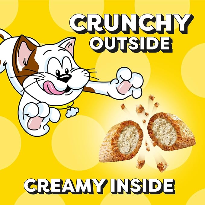 Temptations Jumbo Stuffed Cat Treats, Crunchy and Soft Cat Treats, Savory Salmon Flavor, 5.3 oz. Pouches (Pack of 10)