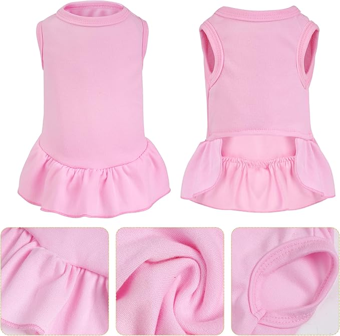 Dog Dresses Cat Skirt Solid Color Dog Clothes Summer Sleeveless Puppy Girl Clothes for Small Pet Dogs Cats (Pink, Large)