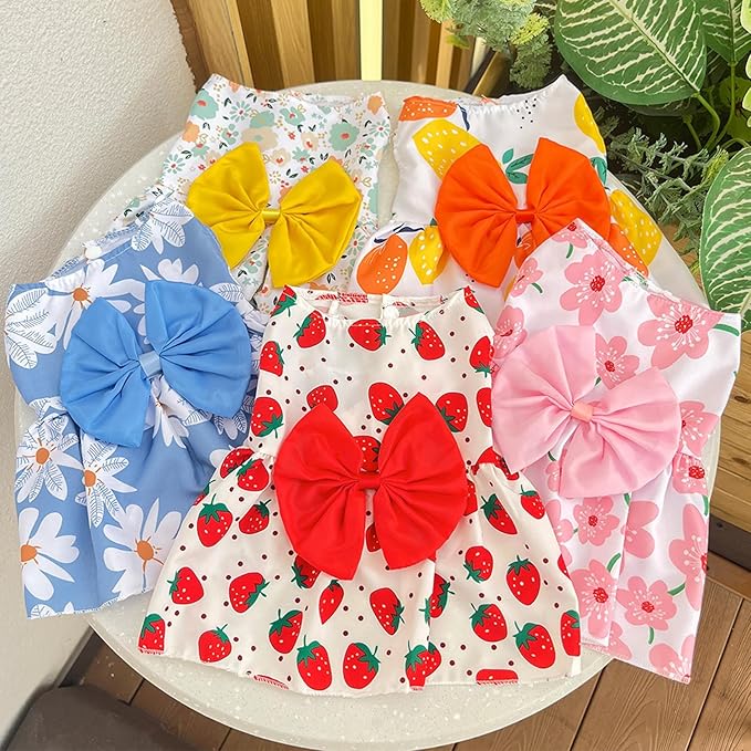 TAPBULL Dog Dresses, Fashionable Pet Dog Clothes, Cute Cat Birthday Dress Outfit (Orange/Red/Yellow/Blue/Pink 5-Pack), XX-Large