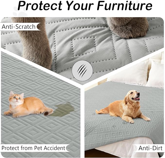 hyha Waterproof Dog Blanket, Soft Dog Bed Cover Pet Blankets, Waterproof Sofa Couch Cover for Dogs Washable, Reversible Pet Couch Covers for Sofa Furniture (30x53 Inch, Grey/Grey)
