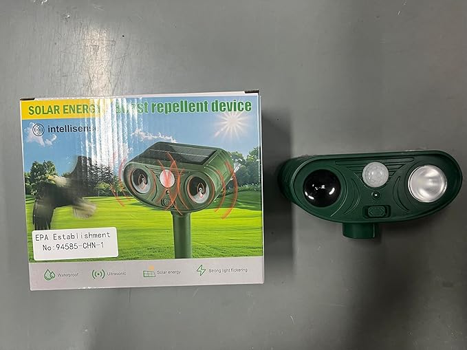 2026 Solar Ultrasonic Animal Repellent Sonic Fortress Pro Raccoon Repellent Cat Repeller Deer Deterrent with Flash Light Motion Sensor to Keep Squirrel Rabbit Dog Skunk Out of Garden Yard (5)