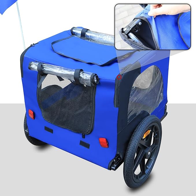 2-in-1 Dog Bike Trailer & Pet Carrier with Quick-Release Wheels, Foldable Steel Frame & Non-Slip Floor, 88 lbs Capacity for Medium/Small Dogs, Compatible with 20"-29" Bicycles