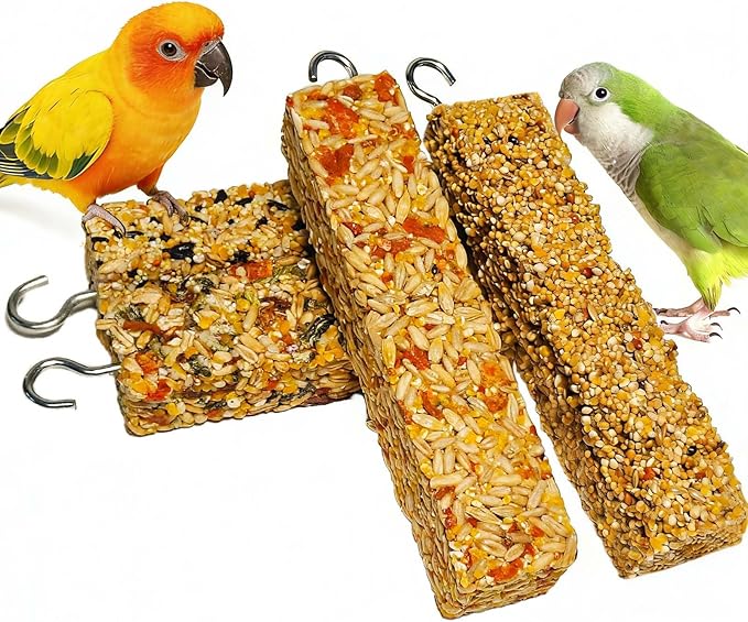 4PCS Parakeet Treats,Parrot Grains Mixed Treat Sticks,Vegetable & Grain Style Sticks,Bird Treats for Cockatiel Budgies Lovebirds Canary Conure Finches
