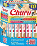 INABA Churu Cat Treats, Lickable, Squeezable Creamy Purée Cat Treat with Green Tea Extract & Taurine, 0.5oz. Each Tube, 40 Tubes, Tuna with Seafood Flavor Variety