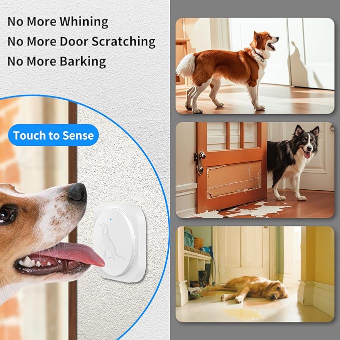 JeaTone Dog Door Bell, Dog Bells to Go Outside, Smart Wireless Potty Training Button for Dogs, Training Dog to Ring The Bell, 2 Pack Button White