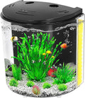 AQUANEAT Fish Tank, 1.2 Gallon Aquarium, Small Betta Fish Tank Starter Kit with LED Light and Water Filter Pump, Round