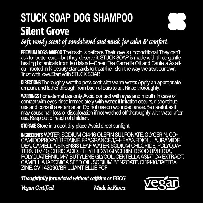Vegan Dog Shampoo - Inspired by K-Beauty Luxury Spa Care, Long-Lasting Scent, High-Concentrate Rich Lather, Deep Cleaning & Odor Control, Gentle for Sensitive Skin, 500ml (Silent Grove)