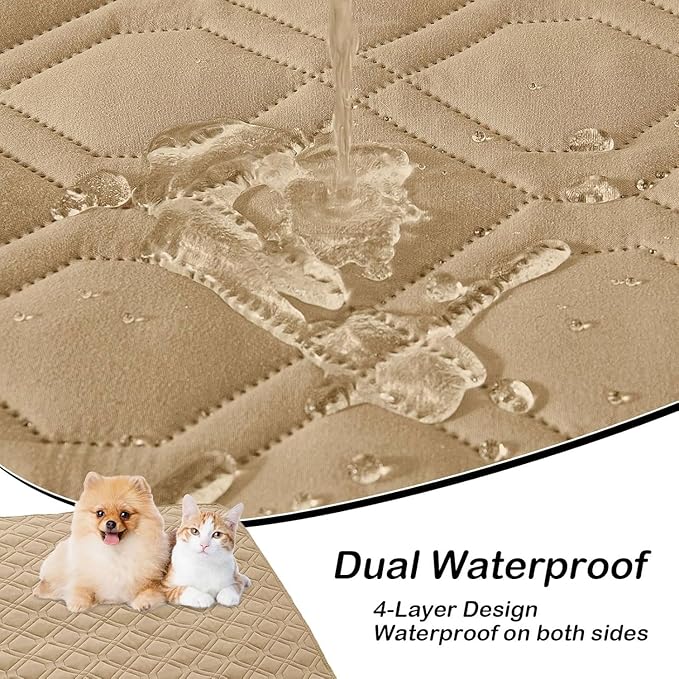 hyha Waterproof Dog Bed Blanket, Soft Pet Blankets, Waterproof Couch Cover for Dogs, Reversible Sofa Covers Washable for Furniture (30x53 Inch, Camel/Camel)