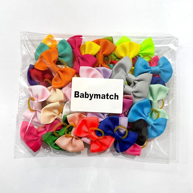 Dog Hair Bows Puppy Hair Bows Small Mini Rubber Bands Pet Grooming Accessories 60pcs (30 Pairs)