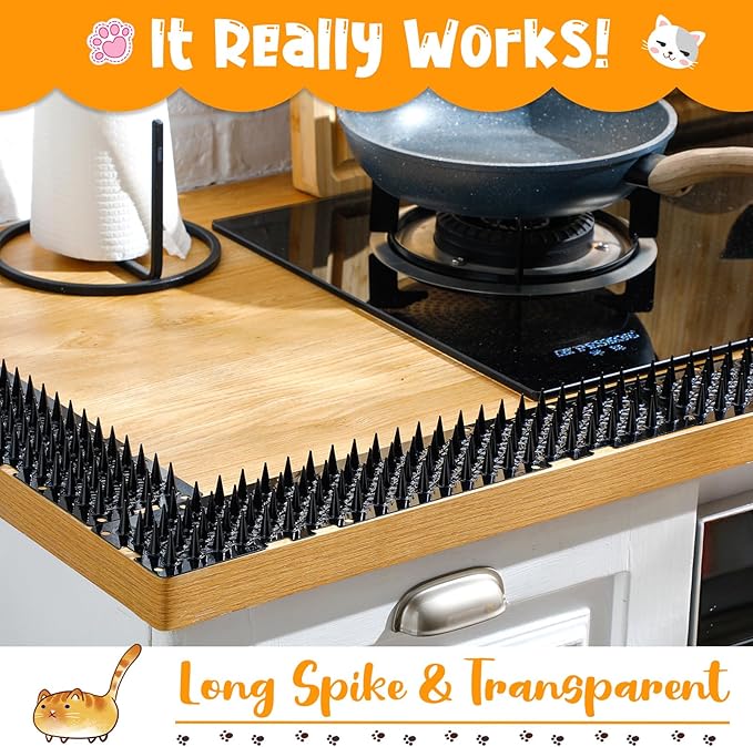 Nuanchu 12 Pieces Cat Deterrent Mat Stool Dog Cat Repellent Mat Cat Repellent Mat with Spikes Keep Dogs Off Counter Anti Pet for Outdoor Indoor Plants Garden Sofa Window(16.5 x 3.3 Inch,Black)
