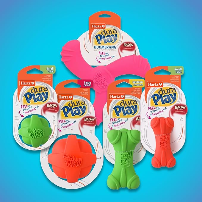 Hartz DuraPlay Bacon Scented Dog Toys, Large 1 Count, Colors may vary