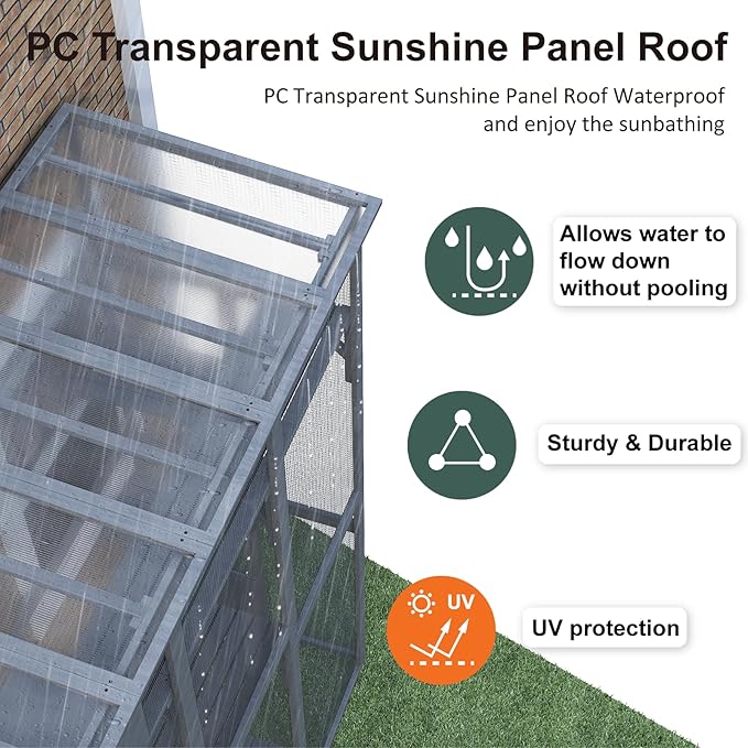 Cat Catio, Large Catio Outdoor Cat Enclosure, Window Enclosure with Waterproof Roof, Multi-Level Platforms, Cozy Sleeping Box & Fun Bridges, Spacious Outdoor Cage for Multiple Indoor Cats,100"