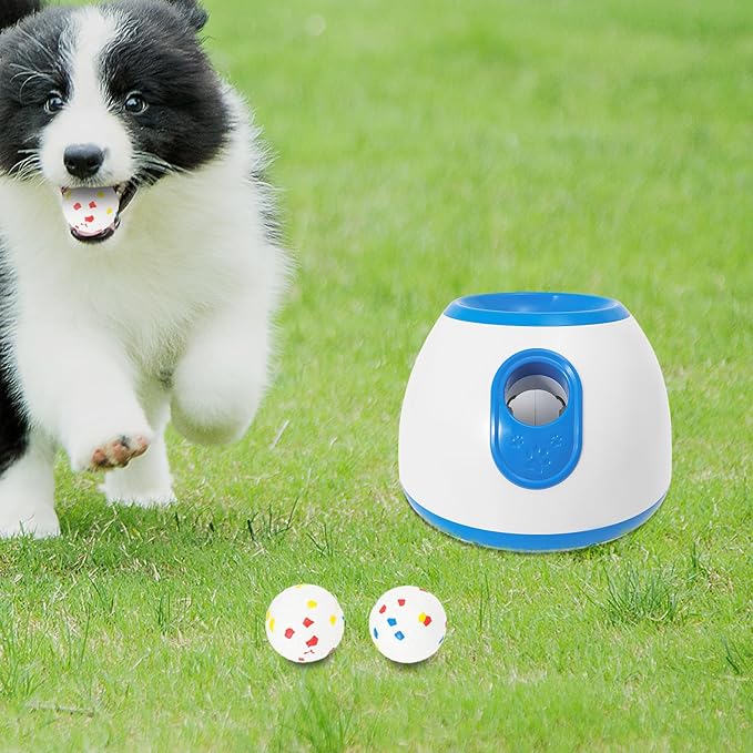 Automatic Dog Ball Launcher, Dog Ball Thrower Launcher with 3 Balls Sizing 2 Inch Interactive Balls Launchers for Dogs with Adjustable Distance Settings 10-30ft for Indoor Backyards Parks