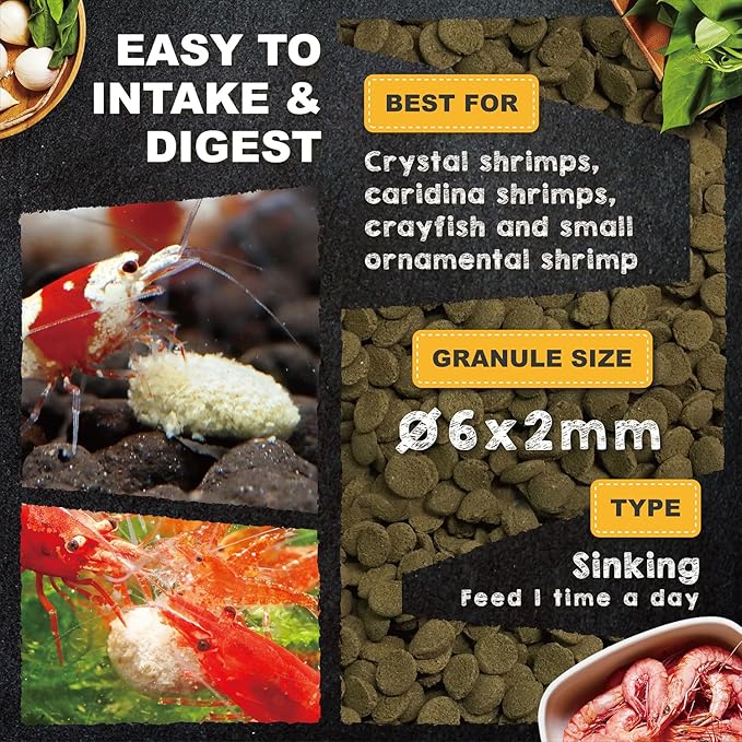 Ultra Fresh Shrimp Food, High Protein, Rich in Vitamins for Crystal, Caridina and Small Tropical Shrimp 4.94oz