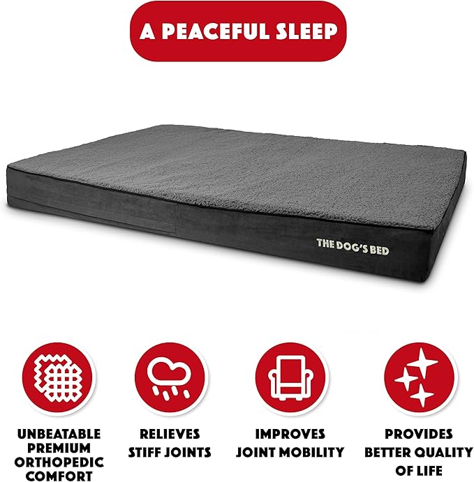 The Dog’s Bed Orthopedic Memory Foam Dog Bed Mattress, Plush Fabric, Grey Plush, XXXL, 6-Inch
