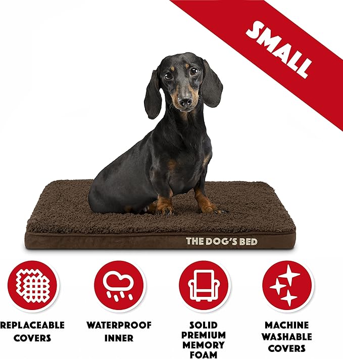 The Dog’s Bed Orthopedic Memory Foam Dog Bed Mattress, Plush Fabric, Brown Plush, Small, 2-Inch