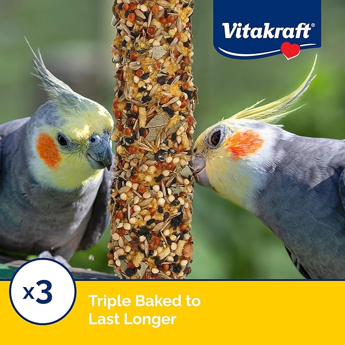 Vitakraft Crunch Sticks Golden Honey Flavor Bird Treat for Cockatiels (2 Sticks), 3.5 oz (Pack of 2)